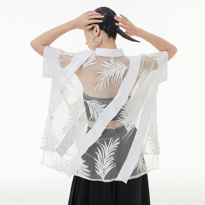 Blusa Retro de Encaje Transparente para Mujer - Image 8