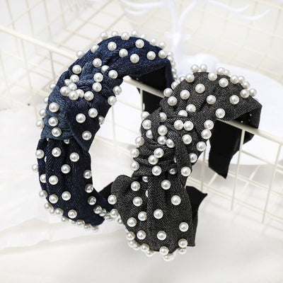 Diadema de Denim con Perlas para Mujer - Image 4