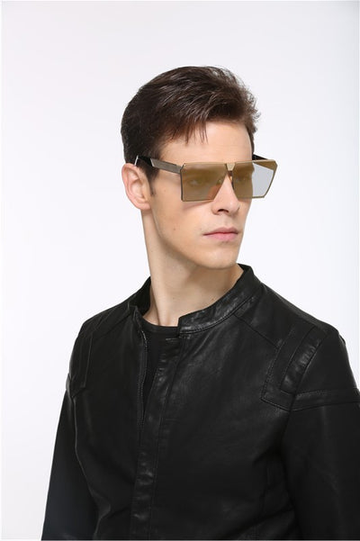 Silver-framed square polarized sunglasses with dark gray lenses and textured temples on a white background. - Image 31