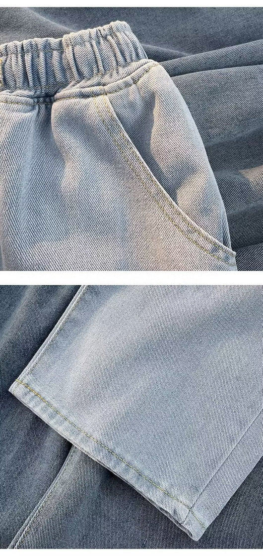 Pantalón Jeans Hombre Corte Recto Ancho Suelto con Caída - Image 17