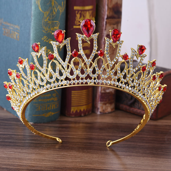 Diadema Nupcial Corona Princesa Coreana con Cristales Multicolor