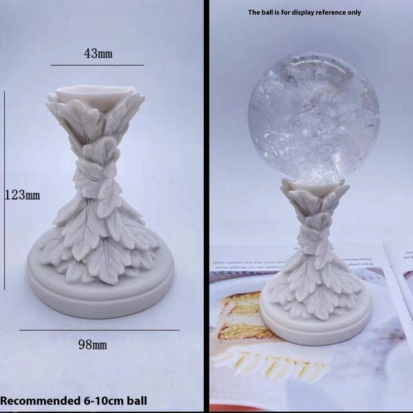 Base de Bola de Cristal Loto en Resina con Pluma - Decoración Artesanal