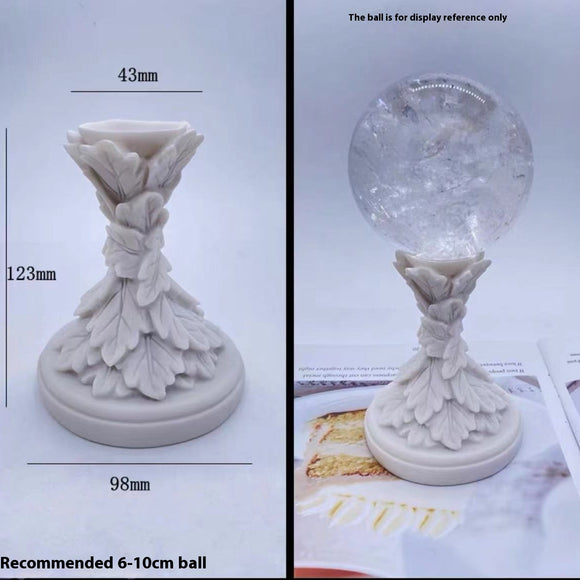 Base de Bola de Cristal Loto en Resina con Pluma - Decoración Artesanal