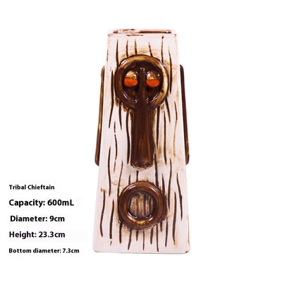 Taza Cerámica Tikí Rostro Humano - Vaso de Cerveza y Cóctel Estilo Isla de Pascua - Image 13