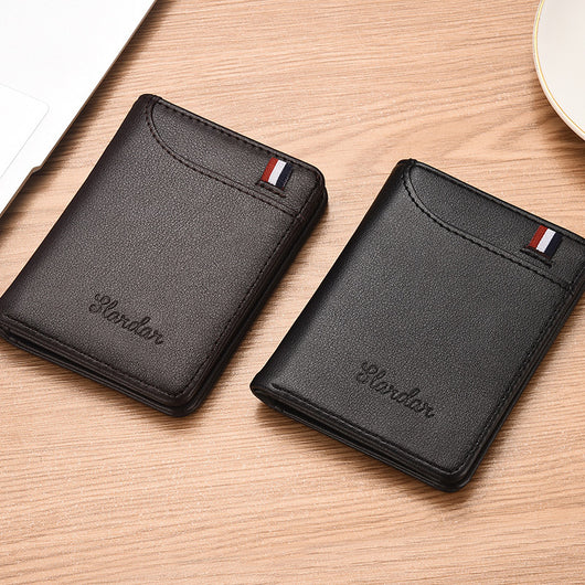 Billetera Minimalista Vertical para Hombre con Compartimento de Licencia
