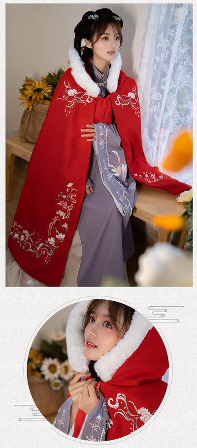 Capa Hanfu Bordada para Mujer con Forro Polar Largo - Image 10