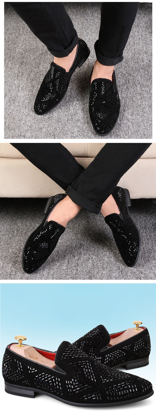 Zapatos de Cuero Negro con Punta Aguda y Lentejuelas para Hombre - Image 7