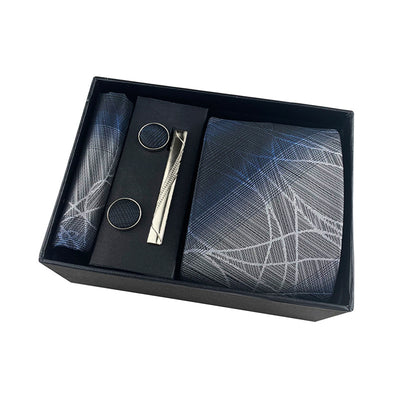 Set de Corbata Paisley con Clip y Caja de Regalo - Corbata Negra Elegante para Negocios - Image 4