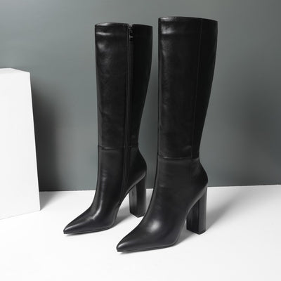 Botas Altas de Tacón Grueso Punta Afilada para Otoño e Invierno - Image 49
