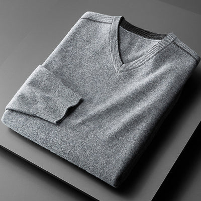Suéter Cuello V Casual para Hombre Talla Grande - Image 5