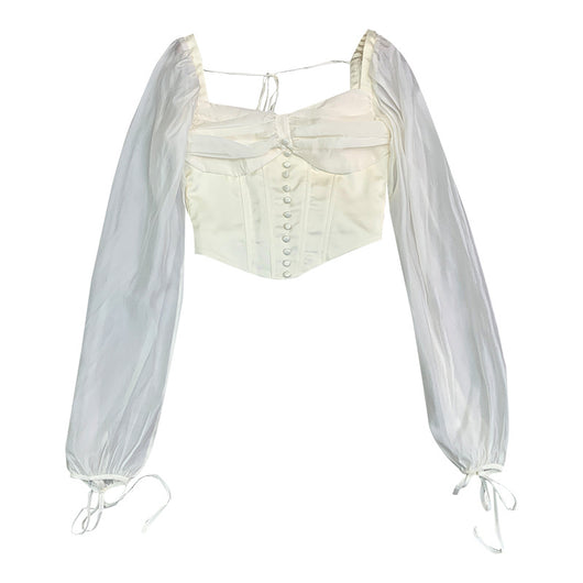 Blusa Cuello Cuadrado con Mangas Abullonadas Largas - Tela Francesa Ligera - Image 10