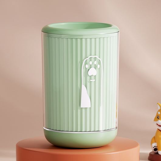 Light blue pet foot washing cup with a white paw print design, ribbed texture, and smooth base. - Image 20