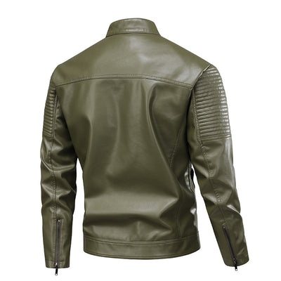 Chaqueta de Cuero para Hombre Slim Fit con Cuello de Pie - Abrigo Biker Premium - Image 12
