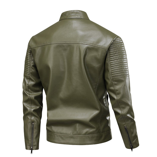 Chaqueta de Cuero para Hombre Slim Fit con Cuello de Pie - Abrigo Biker Premium - Image 12