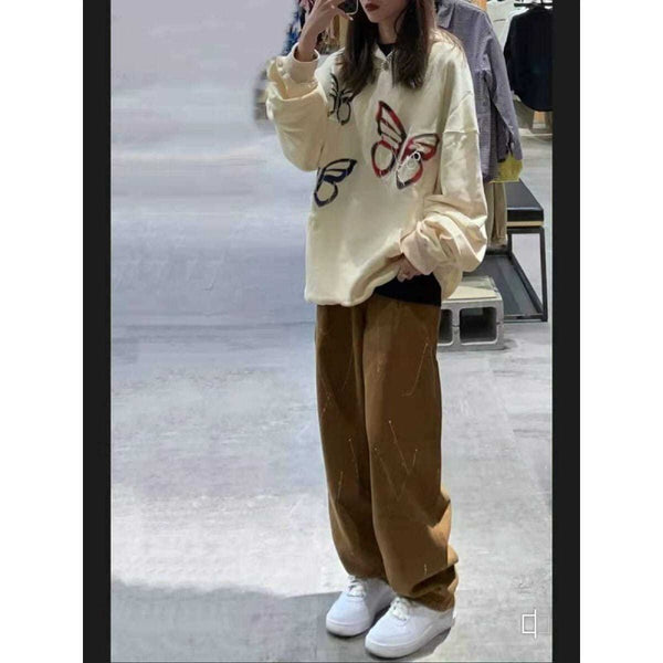Jeans Retro Tiro Alto Pierna Ancha Estilo Americano para Mujer
