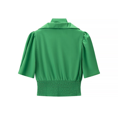 Blusa Corta con Cintura Elástica Fruncida - Ajuste Definidor Mujer - Image 9