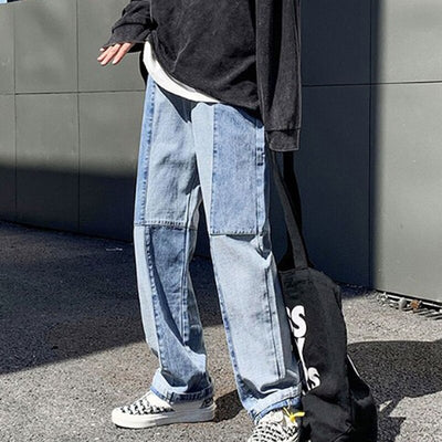 Jeans Ancho con Costuras Decorativas para Hombre
