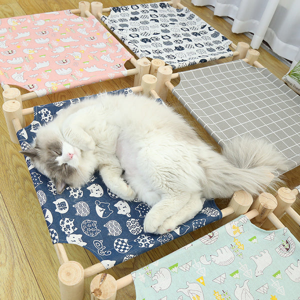 Cama de Camping de Madera para Gatos con Arenero Integrado