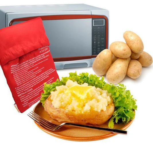Bolsa Cocedora Roja Reutilizable para Papas al Microondas - Cocción Rápida