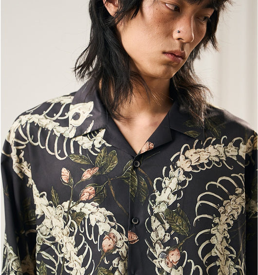 Camisa Cubana de Manga Corta con Patrón de Hueso de Serpiente - Diseño Original - Image 28
