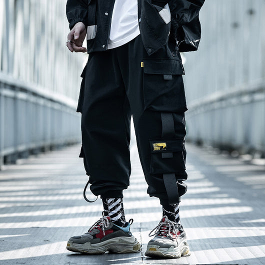 Pantalones Cargo Paracaidista Loose Tide Negros - Estilo Urbano Oversized - Image 2