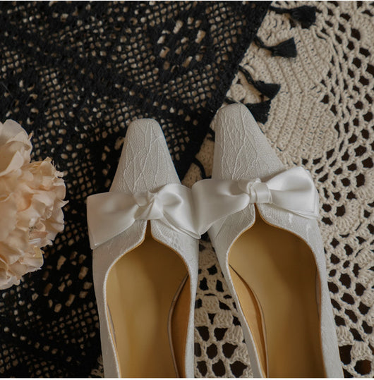 Zapatos de Tacón Alto con Moño para Novia - Stiletto Elegante - Image 9