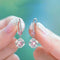 Stud Earrings Four-leaf Clover Personality Super Fairy Ear Hooks Rosado
