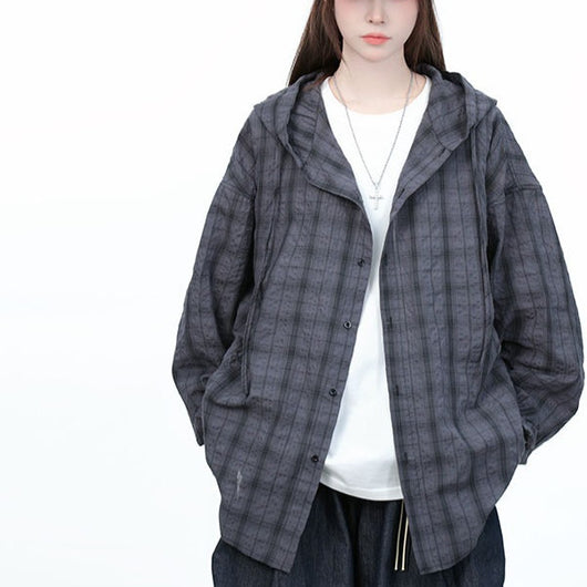 Camisa Cuadros con Capucha Oversized Retro Casual - Image 10
