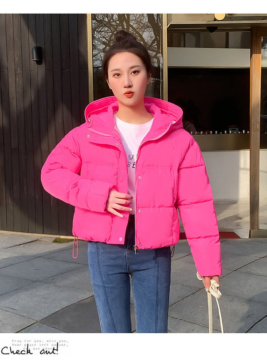 Chaqueta Corta Acolchada con Capucha para Mujer - Estilo Casual - Image 17