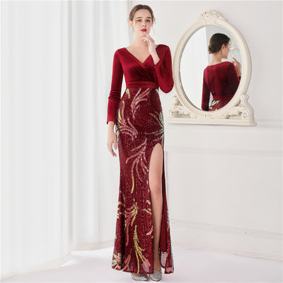 Vestido de Noche Sirena Largo con Cuentas para Mujer - Elegancia Premium - Image 8