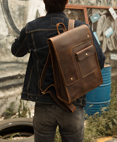 Mochila de Cuero Casual Estilo Británico para Hombre - Image 16
