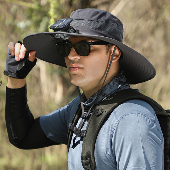 Gorro Ventilador Solar con Ala Ancha Recargable
