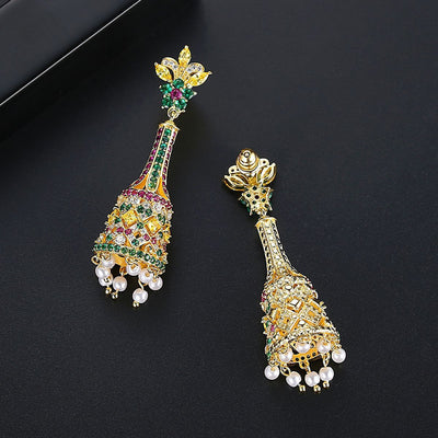 Aretes Largos Dorados Retro con Perlas - Pendientes Elegantes para Eventos - Image 5
