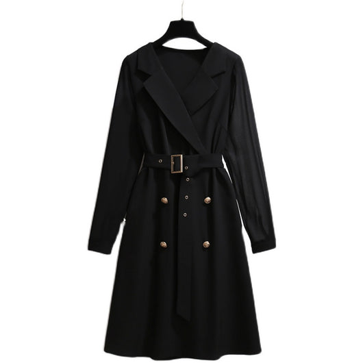 Vestido Midi Elegante con Corbata de Cintura en Gasa y Costuras Contrastantes - Image 9