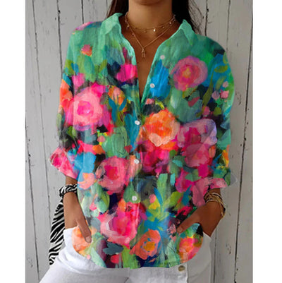 Blusa Casual Larga con Estampado Floral para Mujer - Image 15