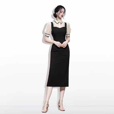 Vestido Midi con Panel de Cuello Entallado - Image 11
