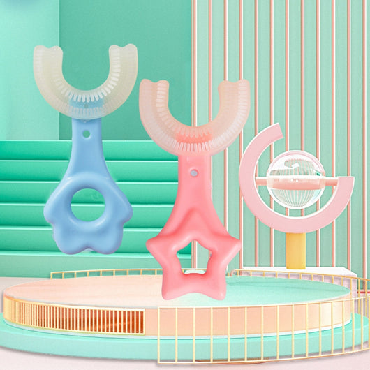 Cepillo de Dientes en U para Bebés 360° - Limpieza Suave de Silicona