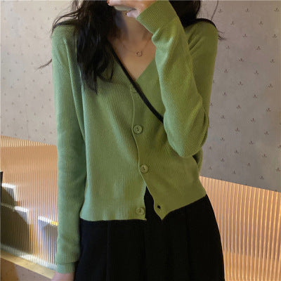 Chaqueta de Punto Suelta V-Neck Otoño para Mujer