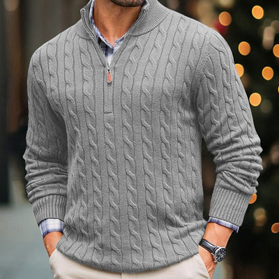 Suéter de Punto Entallado con Cierre y Cuello Mock Neck