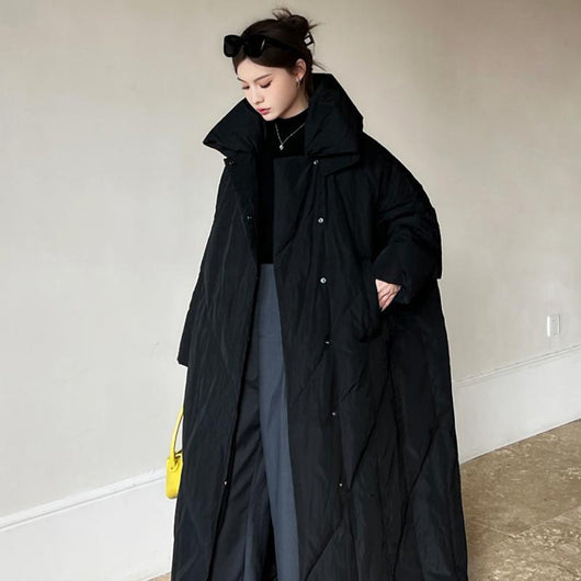 Abrigo Largo Invierno Talla Grande Estilo Coreano para Mujer - Image 4