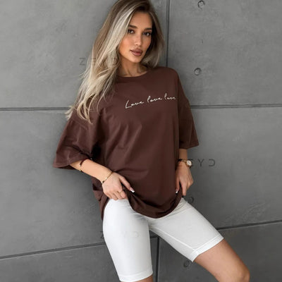 Camiseta de Algodón Estampada con Mensaje Dulce para el Día a Día