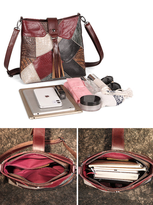 Bolso Mensajero de Cuero con Flecos - Estilo Bucket Soft - Image 9