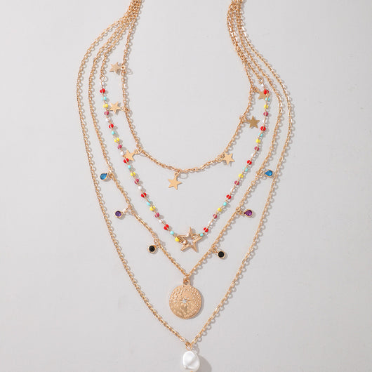 Collar Colgante Estrella de Perlas de Arroz Multicolor - Image 10