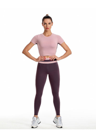 Conjunto Deportivo Yoga Mujer con Sostén Integrado - Playera Corta Ajustada - Image 14
