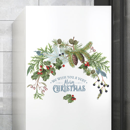 Adhesivo Decorativo Rama de Pino Navideño con Piñas para Ventanas y Paredes - Image 2