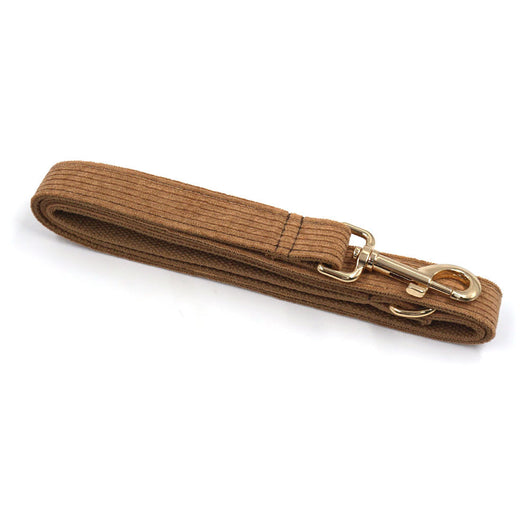 Brown corduroy pet harness with gold-colored metal quick-release buckle and D-rings, shown on a white background. - Image 9