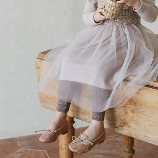 Leggings Elásticos Tejidos para Niños con Encaje Delicado