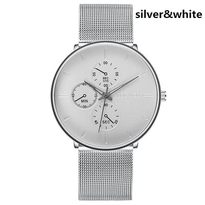 Reloj de Hombre Elegante con Correa de Malla Metálica y Tres Esferas - Image 3