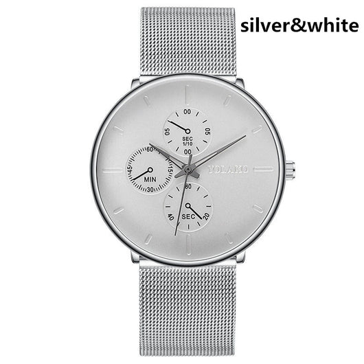 Reloj de Hombre Elegante con Correa de Malla Metálica y Tres Esferas - Image 3