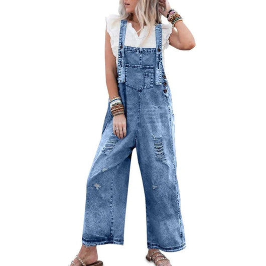 Pantalón Denim con Tirantes Suelto para Mujer - Image 8